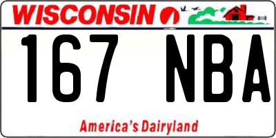 WI license plate 167NBA