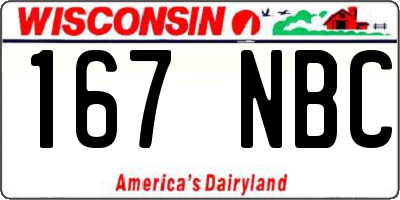 WI license plate 167NBC