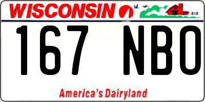 WI license plate 167NBO