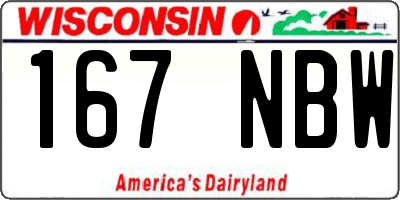 WI license plate 167NBW