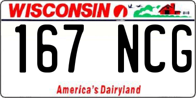 WI license plate 167NCG