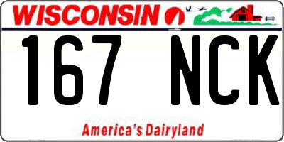 WI license plate 167NCK