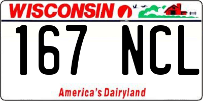 WI license plate 167NCL