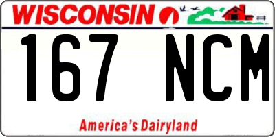 WI license plate 167NCM