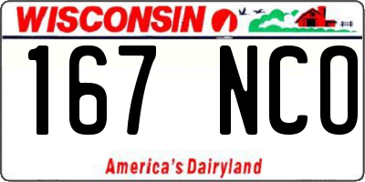 WI license plate 167NCO