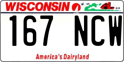 WI license plate 167NCW