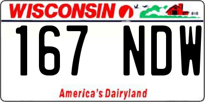 WI license plate 167NDW