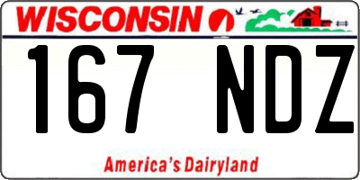 WI license plate 167NDZ