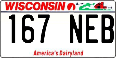 WI license plate 167NEB
