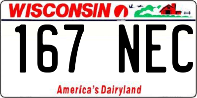 WI license plate 167NEC