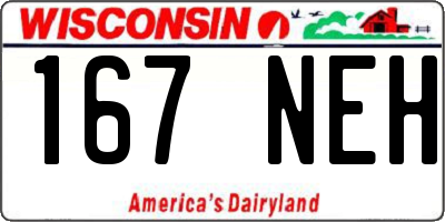 WI license plate 167NEH
