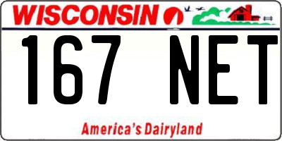 WI license plate 167NET