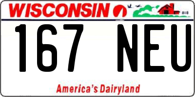 WI license plate 167NEU