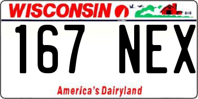 WI license plate 167NEX