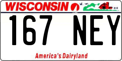 WI license plate 167NEY