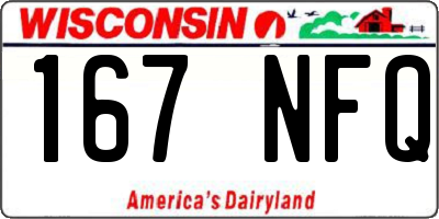 WI license plate 167NFQ