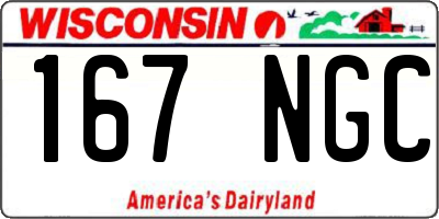 WI license plate 167NGC