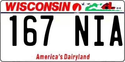 WI license plate 167NIA
