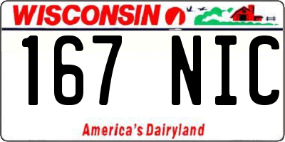 WI license plate 167NIC
