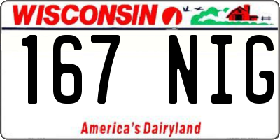 WI license plate 167NIG
