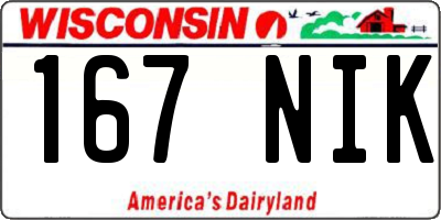WI license plate 167NIK