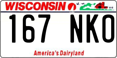 WI license plate 167NKO