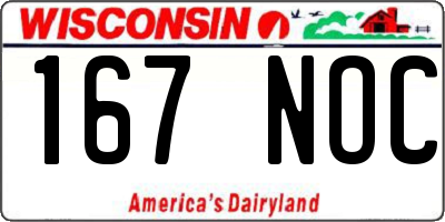 WI license plate 167NOC