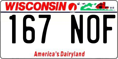 WI license plate 167NOF