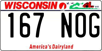 WI license plate 167NOG