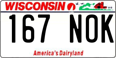 WI license plate 167NOK