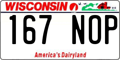 WI license plate 167NOP
