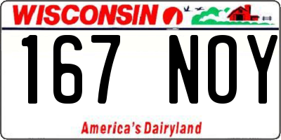 WI license plate 167NOY