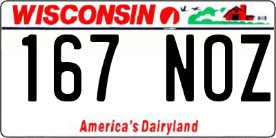 WI license plate 167NOZ