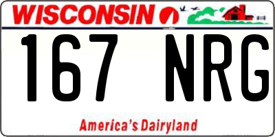 WI license plate 167NRG