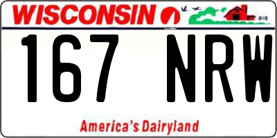 WI license plate 167NRW