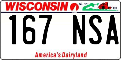 WI license plate 167NSA