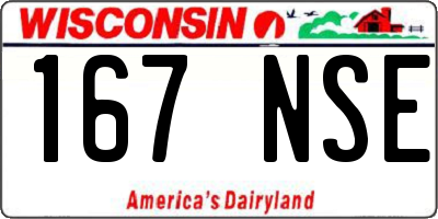 WI license plate 167NSE