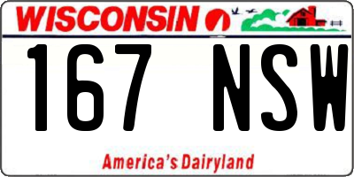 WI license plate 167NSW
