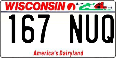 WI license plate 167NUQ