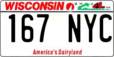 WI license plate 167NYC