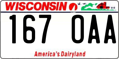 WI license plate 167OAA