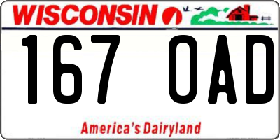 WI license plate 167OAD