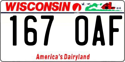 WI license plate 167OAF