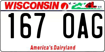 WI license plate 167OAG