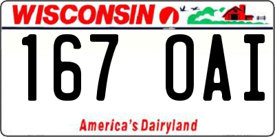 WI license plate 167OAI
