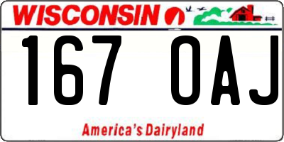 WI license plate 167OAJ