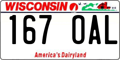 WI license plate 167OAL