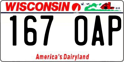 WI license plate 167OAP