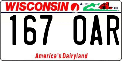 WI license plate 167OAR