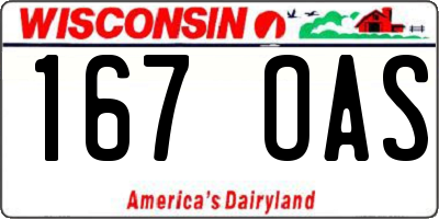 WI license plate 167OAS
